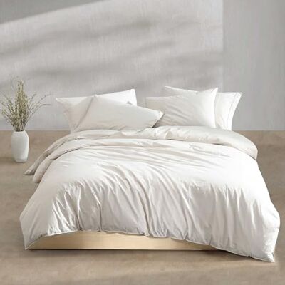 Calvin Queen Duvet Cover Set, Modern Cotton Washed Percale Bedding with Matching Shams, Cozy Home Decor, Oeko-Tex Certified (Washed Percale Light Beige, Queen) Calvin Queen Duvet Cover Set, Modern Cotton Washed Percale Bedding with Matching Shams, Cozy Home Decor, Oeko-Tex Certified (Washed Percale Light Beige, Queen)