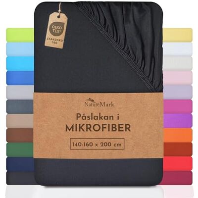 NatureMark Mikrofiber SPANNBETTLAKEN! många storlekar och färger märkesvaror (lakan 140x200-180x200 cm, Svart) NatureMark Mikrofiber SPANNBETTLAKEN! många storlekar och färger märkesvaror (lakan 140x200-180x200 cm, Svart)