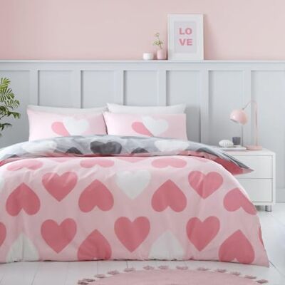 GC GAVENO CAVAILIA Enkelt påslakanset (135 x 200 cm) vändbara sängkläder och linne Polycotton sängkläder set hjärtan påslakan rosa/kol GC GAVENO CAVAILIA Enkelt påslakanset (135 x 200 cm) vändbara sängkläder och linne Polycotton sängkläder set hjärtan påslakan rosa/kol