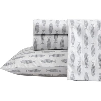 Nautica – drottninglakan, bomull percale sängklädesset, krispigt och svalt, kustnära heminredning (träblock fisk grå, drottning) Nautica – drottninglakan, bomull percale sängklädesset, krispigt och svalt, kustnära heminredning (träblock fisk grå, drottning)