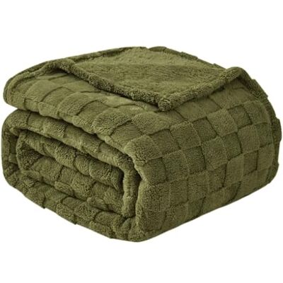 Good Nite gosig filt fluffig soffa överkast filt fleecefilt mysig mjuk rutig grön filt vår sommar höst vinter fyra årstider (130 x 150 cm olivgrön) Good Nite gosig filt fluffig soffa överkast filt fleecefilt mysig mjuk rutig grön filt vår sommar höst vinter fyra årstider (130 x 150 cm olivgrön)