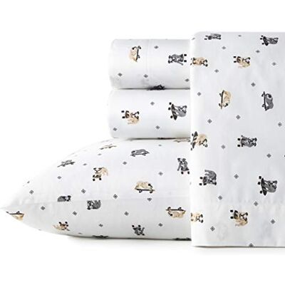 Poppy & Fritz lakanset – 100, krispigt och svalt, lätta och fukttransporterande sängkläder, Percale 100% bomull, skateboarding bulldogs grå/beige/vit, tvilling Poppy & Fritz lakanset – 100, krispigt och svalt, lätta och fukttransporterande sängkläder, Percale 100% bomull, skateboarding bulldogs grå/beige/vit, tvilling