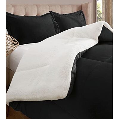 Elegant Comfort Elegant komfort tung vikt vändbar ner alternativ mikromocka, mikromocka flanell, svart satin, kung Elegant Comfort Elegant komfort tung vikt vändbar ner alternativ mikromocka, mikromocka flanell, svart satin, kung