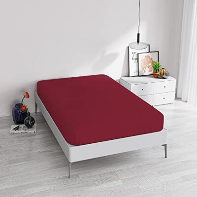 Italian Bed Linen 35 cm (12 tum) underlakan ELEGANT med vinkel, vinröd, enkel Italian Bed Linen 35 cm (12 tum) underlakan ELEGANT med vinkel, vinröd, enkel