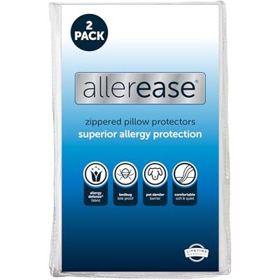 AllerEase Aller-Ease Allergi Kuddskydd, Polyester, Vit, Standard AllerEase Aller-Ease Allergi Kuddskydd, Polyester, Vit, Standard