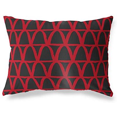 Bonamaison dekorativt kuddöverdrag, röd svart prydnadskuddöverdrag, heminredning örngott för vardagsrum, soffa, sovrum, storlek: 45 x 60 cm – designad och tillverkad i Turkiet Bonamaison dekorativt kuddöverdrag, röd svart prydnadskuddöverdrag, heminredning örngott för vardagsrum, soffa, sovrum, storlek: 45 x 60 cm – designad och tillverkad i Turkiet