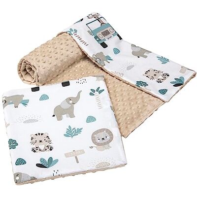 Medi Partners Babyfilt med kudde 100% bomull minky för barn bilateral 75 x 100 + 35 x 30 cm multifunktionellt set för en säng Medi Partners Babyfilt med kudde 100% bomull minky för barn bilateral 75 x 100 + 35 x 30 cm multifunktionellt set för en säng