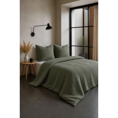 HOME LINGE PASSION Påslakanset i 2 delar i 100% bomullsgasväv 140 x 200 cm, khaki HOME LINGE PASSION Påslakanset i 2 delar i 100% bomullsgasväv 140 x 200 cm, khaki