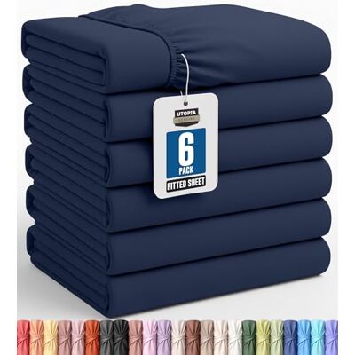 Utopia Bedding Queen dra-på-lakan – storpack med 6 bottenlakan – mjukt borstad mikrofiber – djupa fickor – krympnings- och blekningsbeständig – enkel skötsel (marinblå) Utopia Bedding Queen dra-på-lakan – storpack med 6 bottenlakan – mjukt borstad mikrofiber – djupa fickor – krympnings- och blekningsbeständig – enkel skötsel (marinblå)