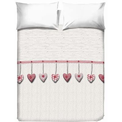 PENSIERI DELICATI Dubbelöverkast 260 x 280 cm, 100% bomull pique-presenning, perfekt som dekorduk, filt spara säng 2 rutor, mönster med hängande hjärta, 100% tillverkad i Italien PENSIERI DELICATI Dubbelöverkast 260 x 280 cm, 100% bomull pique-presenning, perfekt som dekorduk, filt spara säng 2 rutor, mönster med hängande hjärta, 100% tillverkad i Italien