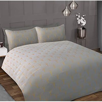 Sleepdown Ombre metallisk deco grå kammussla lyxig mjuk mysig lättskött påslakan täcke sängkläder set med örngott – dubbel (200 cm x 200 cm), polyester Sleepdown Ombre metallisk deco grå kammussla lyxig mjuk mysig lättskött påslakan täcke sängkläder set med örngott – dubbel (200 cm x 200 cm), polyester