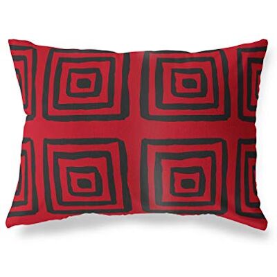 Bonamaison dekorativt kuddöverdrag, röd svart prydnadskuddöverdrag, heminredning örngott för vardagsrum, soffa, sovrum, storlek: 45 x 60 cm – designad och tillverkad i Turkiet Bonamaison dekorativt kuddöverdrag, röd svart prydnadskuddöverdrag, heminredning örngott för vardagsrum, soffa, sovrum, storlek: 45 x 60 cm – designad och tillverkad i Turkiet