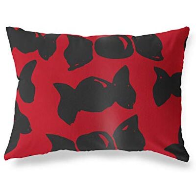 Bonamaison dekorativt kuddöverdrag, röd svart prydnadskuddöverdrag, heminredning örngott för vardagsrum, soffa, sovrum, storlek: 45 x 60 cm – designad och tillverkad i Turkiet Bonamaison dekorativt kuddöverdrag, röd svart prydnadskuddöverdrag, heminredning örngott för vardagsrum, soffa, sovrum, storlek: 45 x 60 cm – designad och tillverkad i Turkiet