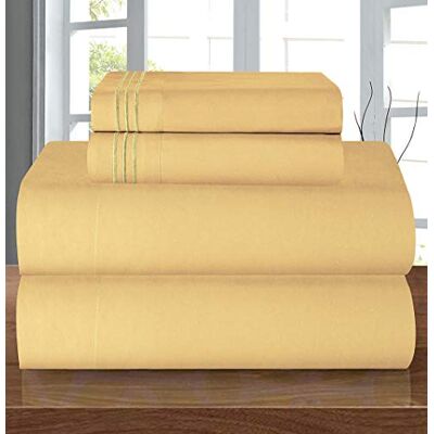 Elegant Comfort – lyxigt 1 500 premium, hotellkvalitet, mikrofiber, 4-delat lakanset – Veckresistent, helt elastiskt dra-på-lakan, djupa fickor upp till 40 cm, King-storlek, kamel/guld. Elegant Comfort – lyxigt 1 500 premium, hotellkvalitet, mikrofiber, 4-delat lakanset – Veckresistent, helt elastiskt dra-på-lakan, djupa fickor upp till 40 cm, King-storlek, kamel/guld.