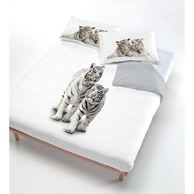 Italian Bed Linen Digitalt påslakanset (pålakan 250 x 200 cm + 2 örngott 52 x 82 cm), grå tiger, linne, dubbel Italian Bed Linen Digitalt påslakanset (pålakan 250 x 200 cm + 2 örngott 52 x 82 cm), grå tiger, linne, dubbel