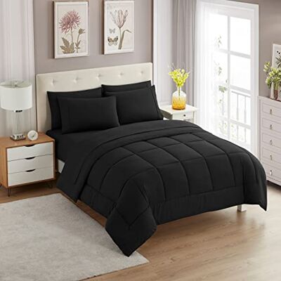 Sweet Home Collection Ultra Soft Down Alternative Set & Lyxiga Sänglakan, Polyester, Svart, Twin XL Sweet Home Collection Ultra Soft Down Alternative Set & Lyxiga Sänglakan, Polyester, Svart, Twin XL