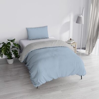 Italian Bed Linen Italienska sängkläder påslakanset "naturlig dubbelsidig enfärgad väska lakan och örngott, ljusblå/ljusgrå, enkel Italian Bed Linen Italienska sängkläder påslakanset "naturlig dubbelsidig enfärgad väska lakan och örngott, ljusblå/ljusgrå, enkel