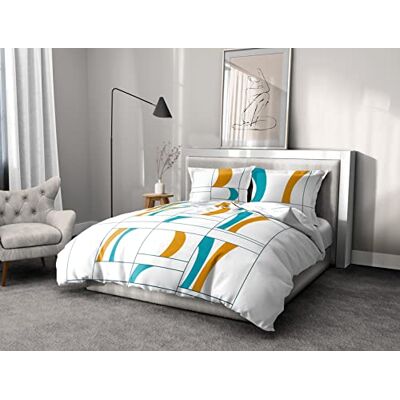HOME LINGE PASSION Påslakan 3 delar 100% bomull 57 trådar 2 personer 220 x 240 cm turkos-orange atoll HOME LINGE PASSION Påslakan 3 delar 100% bomull 57 trådar 2 personer 220 x 240 cm turkos-orange atoll