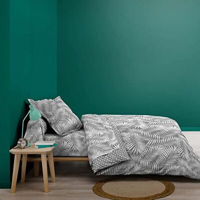 Douceur d'Intérieur , Påslakan (140 x 200 cm) Botania grå, 100% bomull Douceur d'Intérieur , Påslakan (140 x 200 cm) Botania grå, 100% bomull