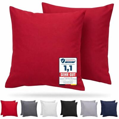 Komfortec Premium örngott set om 2 80 x 80 cm med dragkedja, borstad 100% polyester 120 g/m², örngott, supermjukt kuddfodral, rött Komfortec Premium örngott set om 2 80 x 80 cm med dragkedja, borstad 100% polyester 120 g/m², örngott, supermjukt kuddfodral, rött