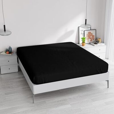 Italian Bed Linen ELEGANT underlakan med 35 cm vinkel, svart, dubbel Italian Bed Linen ELEGANT underlakan med 35 cm vinkel, svart, dubbel