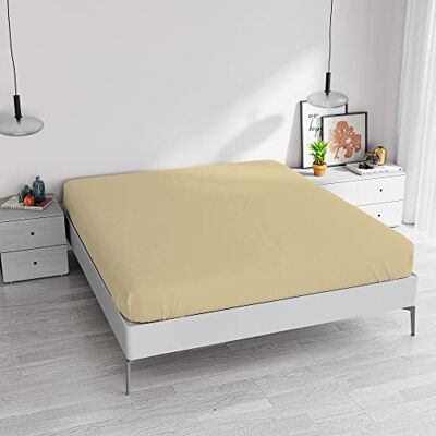 Italian Bed Linen Elegant underlakan med 35 cm hörn, grädde, dubbel maxi Italian Bed Linen Elegant underlakan med 35 cm hörn, grädde, dubbel maxi