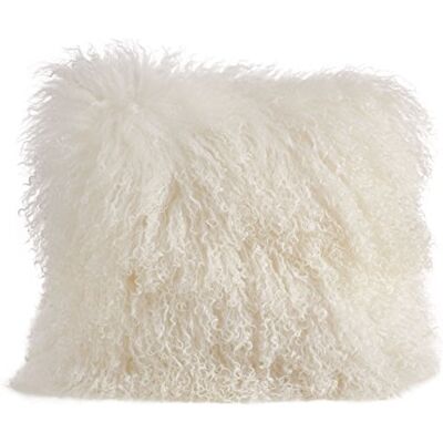 SARO LIFESTYLE 100% ull Mongolisk lammpäls prydnadskudde med polyesterfyllning, 50 cm, elfenben SARO LIFESTYLE 100% ull Mongolisk lammpäls prydnadskudde med polyesterfyllning, 50 cm, elfenben