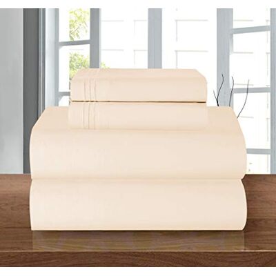 Elegant Comfort 1500 Premier Lyxigt egyptiskt mjukt 4-delat skrynkelfritt bäddset i högkvalitativ hotellkvalitet, elastiskt dra-på-lakan, djupa fickor upp till 41 cm, dubbelsäng, krämfärg Elegant Comfort 1500 Premier Lyxigt egyptiskt mjukt 4-delat skrynkelfritt bäddset i högkvalitativ hotellkvalitet, elastiskt dra-på-lakan, djupa fickor upp till 41 cm, dubbelsäng, krämfärg