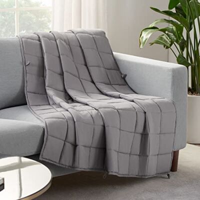 Serta Zen Rest skrynkelfri vuxen tung viktad filt fylld med glaspärlor, 122 cm x 183 cm (48 tum x 72 tum), grå Serta Zen Rest skrynkelfri vuxen tung viktad filt fylld med glaspärlor, 122 cm x 183 cm (48 tum x 72 tum), grå