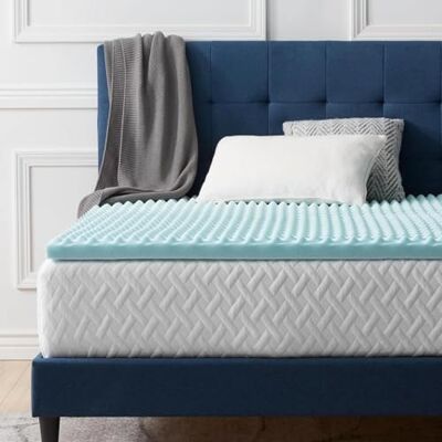 LUCID Madrasser – 5 cm madrasdyna i gel minnesskum, ergonomiskt vågigt och andningsbart, Oeko-Tex, 150 x 200 cm, blå LUCID Madrasser – 5 cm madrasdyna i gel minnesskum, ergonomiskt vågigt och andningsbart, Oeko-Tex, 150 x 200 cm, blå