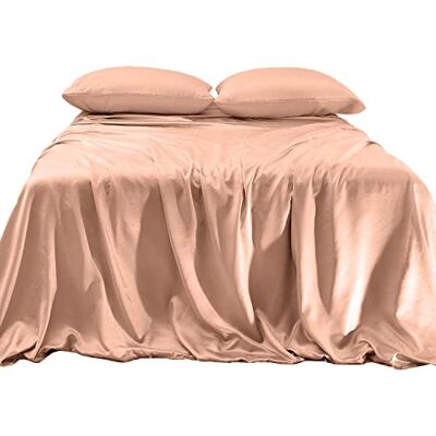 Elegant Comfort Lyxigt 4-delat silkeslent satinlakanset – hudvänligt, skrynkelfritt, blekt, fläckbeständigt med djupa fickor, formsytt lakan, kylande mjukt satinlakan, kung, dammig ros Elegant Comfort Lyxigt 4-delat silkeslent satinlakanset – hudvänligt, skrynkelfritt, blekt, fläckbeständigt med djupa fickor, formsytt lakan, kylande mjukt satinlakan, kung, dammig ros