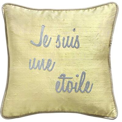 Lounge Fabrics Vild silke kudde beige guld "Jag är en stjärna" Lounge Fabrics Vild silke kudde beige guld "Jag är en stjärna"