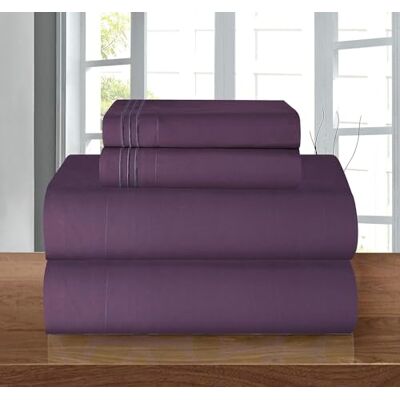 Elegant Comfort Lyxigt mjukt 1 500 trådtäthet egyptisk kvalitet 4-delat lakanset skrynkel- och blekningsbeständigt mysigaste bäddsset, djup ficka upp till 40 cm, drottning, lila Elegant Comfort Lyxigt mjukt 1 500 trådtäthet egyptisk kvalitet 4-delat lakanset skrynkel- och blekningsbeständigt mysigaste bäddsset, djup ficka upp till 40 cm, drottning, lila