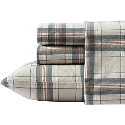 Eddie Bauer Edgewood Rutigt flanelllakanset, grön/beige, hel Eddie Bauer Edgewood Rutigt flanelllakanset, grön/beige, hel