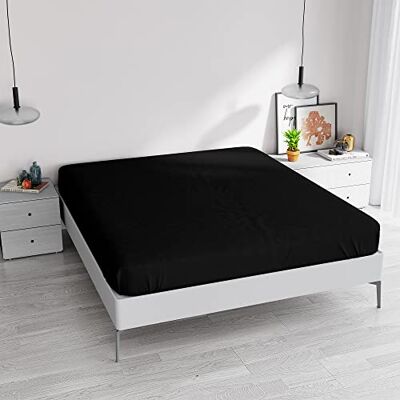 Italian Bed Linen ELEGANT underlakan med 35 cm vinkel, svart, dubbel maxi Italian Bed Linen ELEGANT underlakan med 35 cm vinkel, svart, dubbel maxi