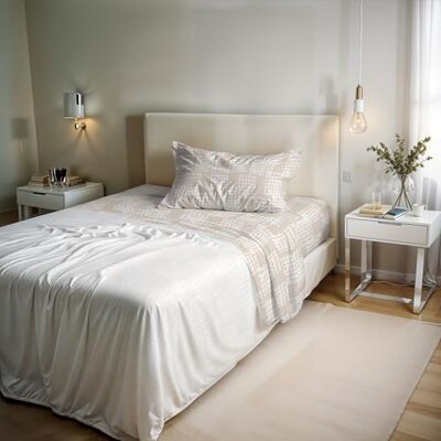 Italian Bed Linen Lakan för enkelsäng i bomull River, stickad i Italien – set med sängkläder, underlakan med hörn, överlakan 90 x 200 cm och örngott med inre flik (enkelsäng, kura) Italian Bed Linen Lakan för enkelsäng i bomull River, stickad i Italien – set med sängkläder, underlakan med hörn, överlakan 90 x 200 cm och örngott med inre flik (enkelsäng, kura)