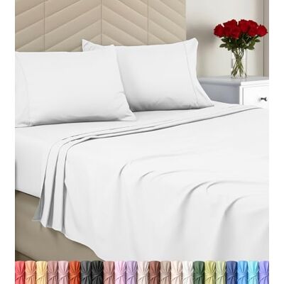 Utopia Bedding Utopia Sängkläder set för king size-säng, borstad mikrofiber, mjukt lakan för king size-säng, lyxigt lakan med dra-på-lakan, lakan och 2 örngott, djup väska (vit) Utopia Bedding Utopia Sängkläder set för king size-säng, borstad mikrofiber, mjukt lakan för king size-säng, lyxigt lakan med dra-på-lakan, lakan och 2 örngott, djup väska (vit)