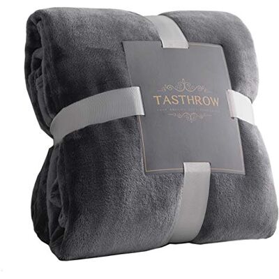 TASTHROW Stor flanell fleecefilt 127 × 178 cm – mysig lätt tjock filt – alla årstider lämpliga för kvinnor, män och barn (grå) TASTHROW Stor flanell fleecefilt 127 × 178 cm – mysig lätt tjock filt – alla årstider lämpliga för kvinnor, män och barn (grå)