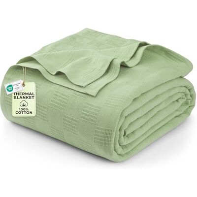 Utopia Bedding 100% bomullsfilt (queen size – 90 x 90 tum) 350 GSM lätt termisk filt, mjuk andningsbar filt för alla årstider (salvia grön) Utopia Bedding 100% bomullsfilt (queen size – 90 x 90 tum) 350 GSM lätt termisk filt, mjuk andningsbar filt för alla årstider (salvia grön)