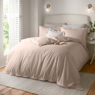furn. Wylder Nature Tilly påslakanset – 100% tumlad bomull minimal volang sängkläder med elegant trim (rosa – kung) furn. Wylder Nature Tilly påslakanset – 100% tumlad bomull minimal volang sängkläder med elegant trim (rosa – kung)
