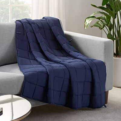 Serta Zen Rest skrynkelbeständig vuxen tung viktad filt fylld med glaspärlor, 122 cm x 183 cm (48 tum x 72 tum), marinblå Serta Zen Rest skrynkelbeständig vuxen tung viktad filt fylld med glaspärlor, 122 cm x 183 cm (48 tum x 72 tum), marinblå