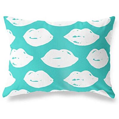 Bonamaison dekorativt kuddöverdrag, turkosvit prydnadskuddöverdrag, heminredning örngott för vardagsrum, soffa, sovrum, storlek: 45 x 60 cm designad och tillverkad i Turkiet Bonamaison dekorativt kuddöverdrag, turkosvit prydnadskuddöverdrag, heminredning örngott för vardagsrum, soffa, sovrum, storlek: 45 x 60 cm designad och tillverkad i Turkiet
