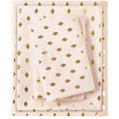 Intelligent Design Metallic DOT tryckt lakan Twin Blush/Guld Intelligent Design Metallic DOT tryckt lakan Twin Blush/Guld