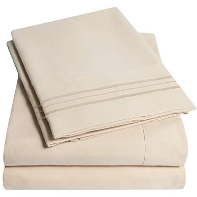 Sweet Home Collection 1 500 Supreme Collection sänglakan – 4 stycken bäddarksunderlägg set djup ficka, sedan 2012 – skrynkelfri, allergivänlig, 23 färger – full, beige Sweet Home Collection 1 500 Supreme Collection sänglakan – 4 stycken bäddarksunderlägg set djup ficka, sedan 2012 – skrynkelfri, allergivänlig, 23 färger – full, beige