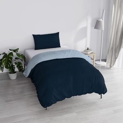 Italian Bed Linen Italienska sängkläder påslakanset "naturlig dubbelsidig enfärgad väska lakan och örngott, mörkblå/ljusblå, enkel Italian Bed Linen Italienska sängkläder påslakanset "naturlig dubbelsidig enfärgad väska lakan och örngott, mörkblå/ljusblå, enkel