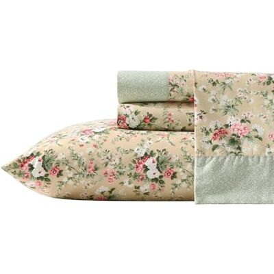 Laura Ashley Queen lakanset andningsbara percale bomullssängkläder med djupa fickor, elegant heminredning, Oeko-Tex-certifierad (Serene Dream Brown), drottning) Laura Ashley Queen lakanset andningsbara percale bomullssängkläder med djupa fickor, elegant heminredning, Oeko-Tex-certifierad (Serene Dream Brown), drottning)