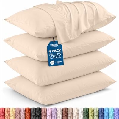 Utopia Bedding Queen örngott – paket med 4 – kuvertstängning – mjukt borstat mikrofibertyg – krympnings- och blekningsbeständigt kuddöverdrag queen size 50 x 76 cm (beige) Utopia Bedding Queen örngott – paket med 4 – kuvertstängning – mjukt borstat mikrofibertyg – krympnings- och blekningsbeständigt kuddöverdrag queen size 50 x 76 cm (beige)