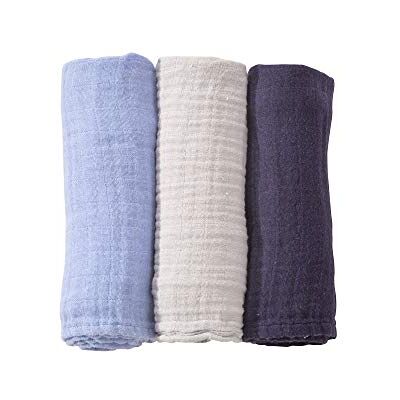 Kinousses Set med 3 babysandaler bomullstrass-rutor 70 x 70 cm multifunktion: filt, filt, haklapp, solskydd OKEO-TEX certifierad present till flickor och pojkar blå Kinousses Set med 3 babysandaler bomullstrass-rutor 70 x 70 cm multifunktion: filt, filt, haklapp, solskydd OKEO-TEX certifierad present till flickor och pojkar blå