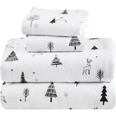 Comfort Spaces Komfortutrymmen 100% bomull flanell lakan dubbel XL, ultramjuk mysig flanell lakanset med 30 cm elastisk ficka passar upp till 35 cm madrass, nyhetstryck varma flanellsängkläder, renar 3 delar Comfort Spaces Komfortutrymmen 100% bomull flanell lakan dubbel XL, ultramjuk mysig flanell lakanset med 30 cm elastisk ficka passar upp till 35 cm madrass, nyhetstryck varma flanellsängkläder, renar 3 delar