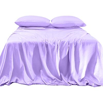 Elegant Comfort Lyxigt 4-delat silkeslent satinlakanset – hudvänligt, skrynkelfritt, blekt, fläckbeständigt med djupa fickor – dra-på-lakan, kylande mjukt satinlakan, drottning, lila Elegant Comfort Lyxigt 4-delat silkeslent satinlakanset – hudvänligt, skrynkelfritt, blekt, fläckbeständigt med djupa fickor – dra-på-lakan, kylande mjukt satinlakan, drottning, lila